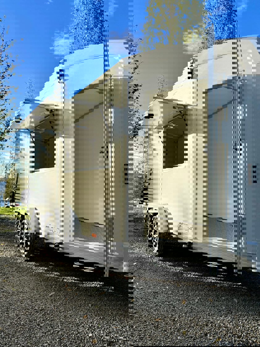 a trailer with a door