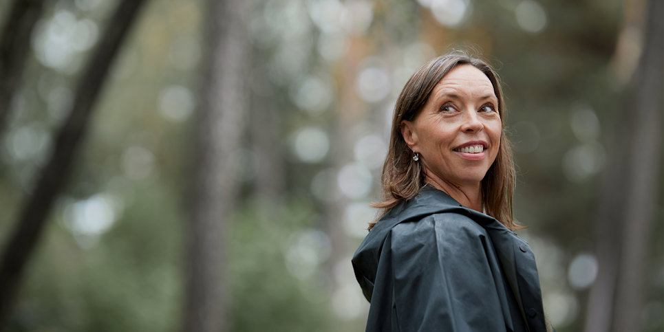 a person smiling outside