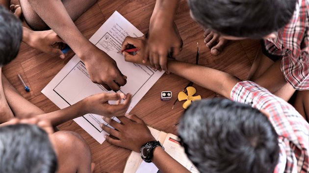 School children in India  developing an innovation idea as part of the UNICEF UPSHIFT program