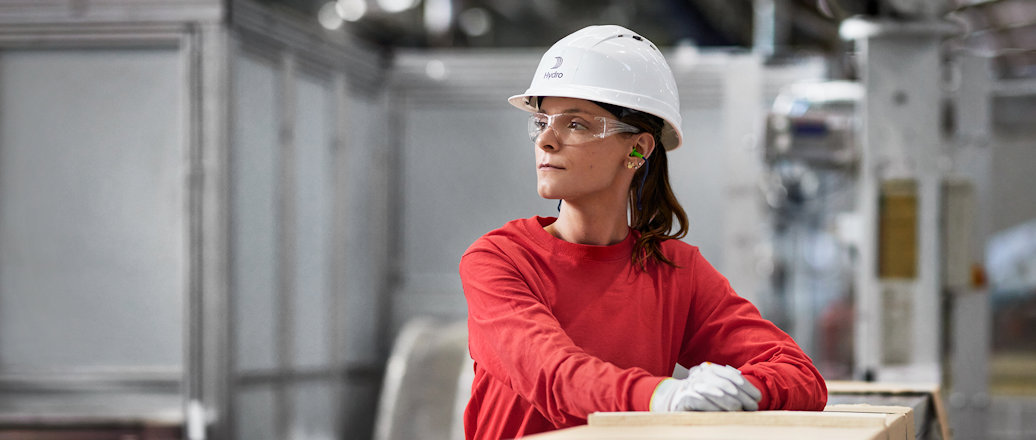 a person wearing a hard hat