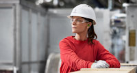 a person wearing a hard hat