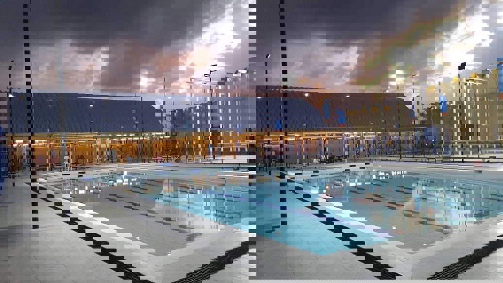 Swimming pool at the Usina da Paz social center in Para State, Brazil