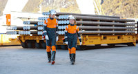 Employees at Hydro's aluminium smelter in Sunndal, Norway