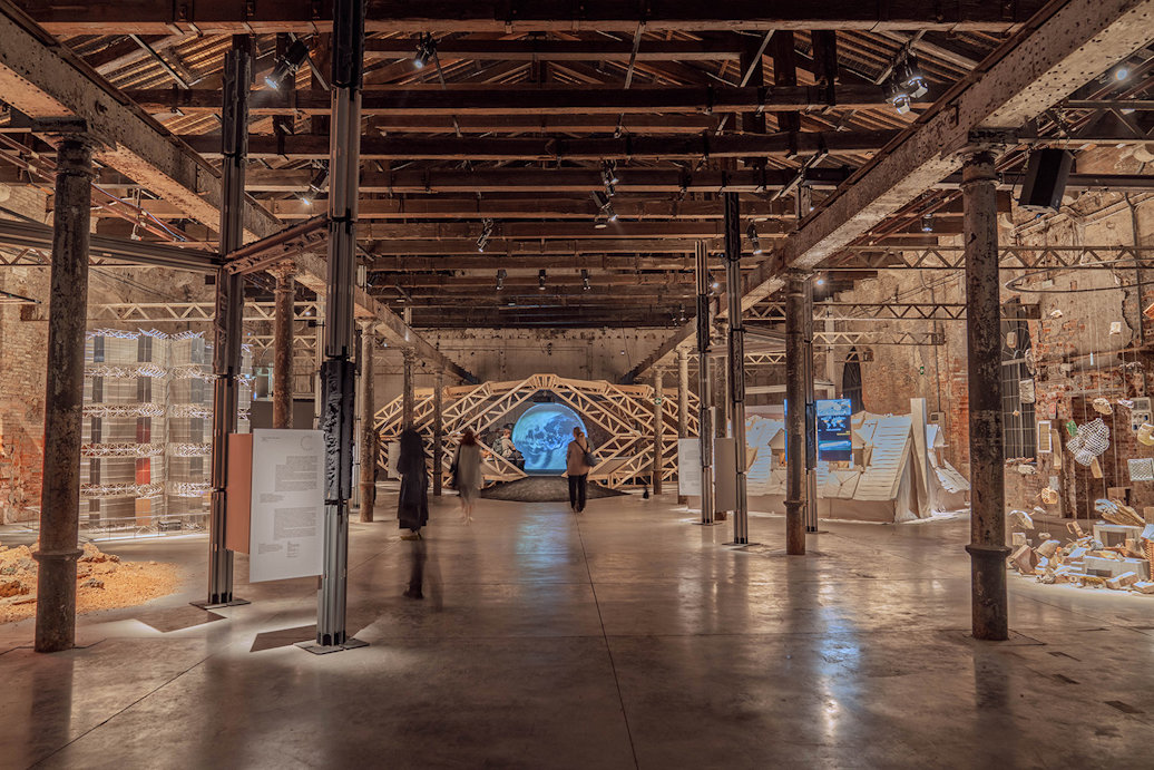 a large room with people in it