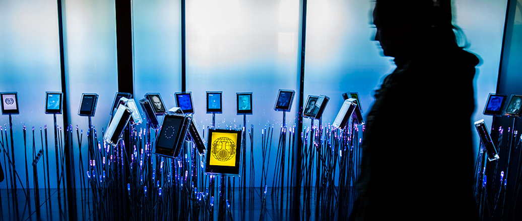 art installation of tablets