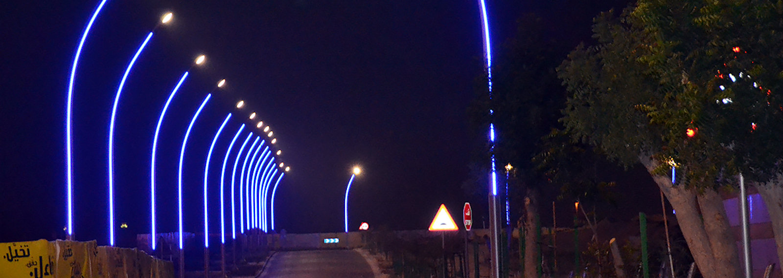 road lights with illuminated poles