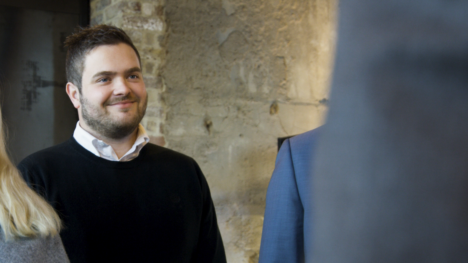 a man in a black shirt