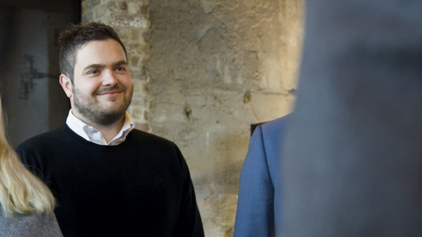 a man in a black shirt